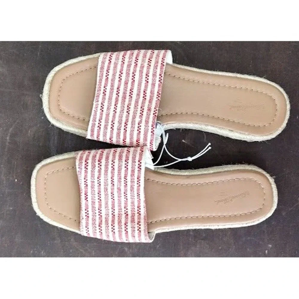 Universal Thread Women's Red White‎ Striped Espadrille Slide Sandals Size 9